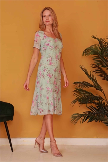 Julianna Floral Print Bias Dress g9155aqu
