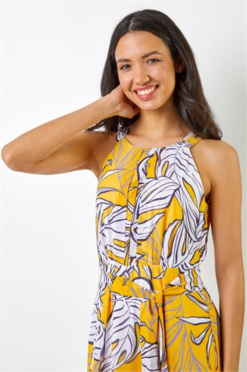Tropical Leaf Print Maxi Dress 14272497