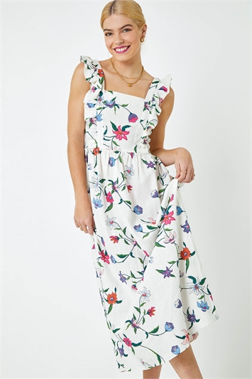 Floral Print Frill Detail Maxi Dress 14255794