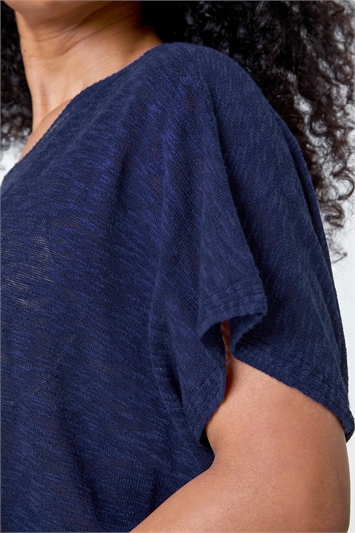 Petite Cotton Blend Textured Knit Top 16109860