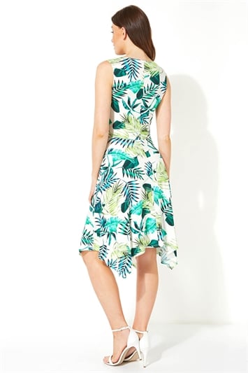 Palm Print Twist Front Dress 14058134
