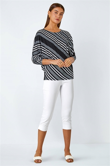 Relaxed Stripe Print Stretch Top 19268108