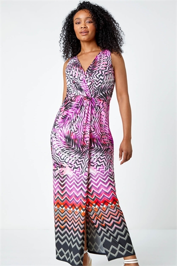 Petite Abstract Print Maxi Wrap Dress 14418472