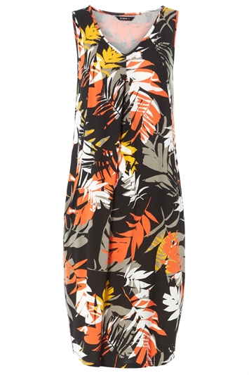 Tropical Print Pocket Cocoon Dress 14102064