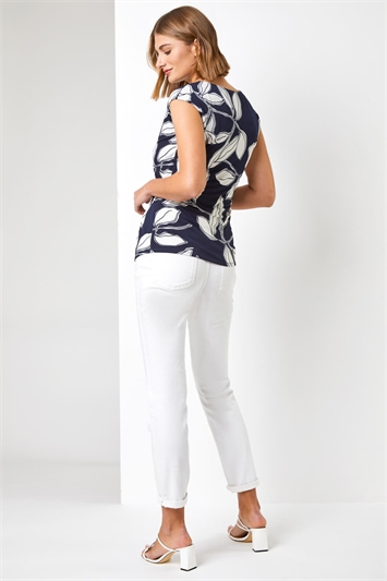 Linear Floral Print Crossover Top 19163260