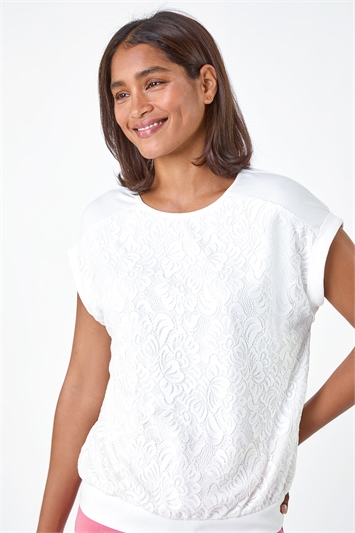 Lace Panel Stretch Jersey Top 19297838