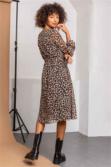 Leopard Print Belted Wrap Dress 14189714