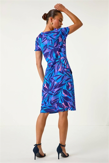 Petite Abstract Leaf Pocket Stretch Dress 14588209