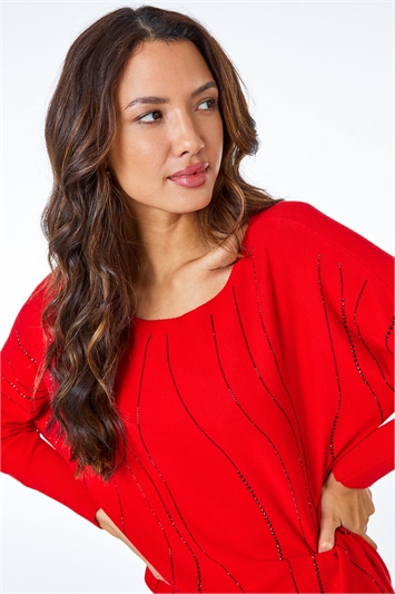 Embellished Linear Print Jumper 16082778