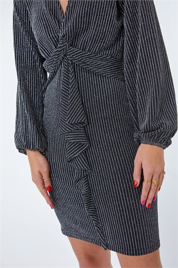 Glitter Stripe Twist Front Mini Dress 14343285