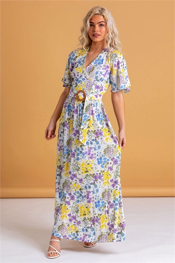 Floral Belted Maxi Dress 14122696