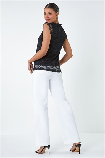 Lace Overlay Stretch Top lc190022