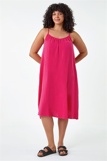 Curve Strappy Cotton Pocket Dress 14494372
