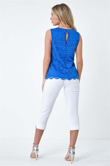 Petite Cotton Blend Lace Overlay Top 20159709