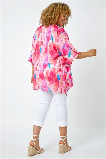 Curve Abstract Print Relaxed V-Neck Top 20123872