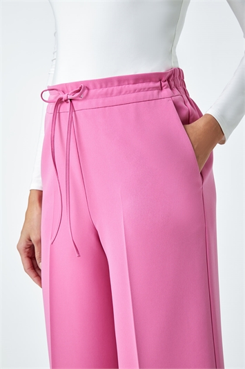 Wide Leg Elastic Waist Tie Front Trouser 18045246