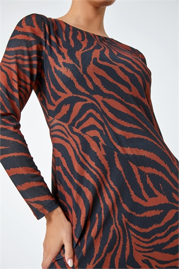 Tiger Print Mesh Midi Stretch Dress 14453689