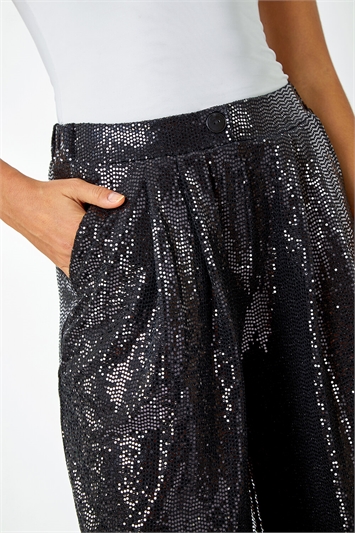 Wide Leg Sequin Stretch Trousers 18034908
