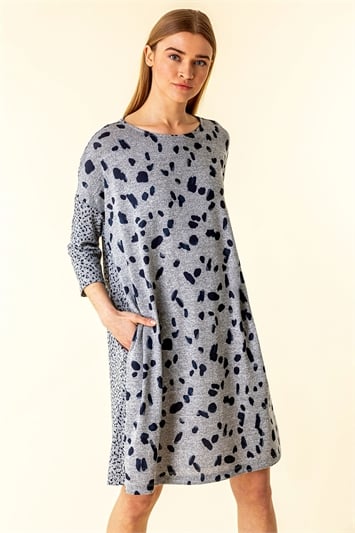 Spot Print Pocket Jersey Dress 14141560