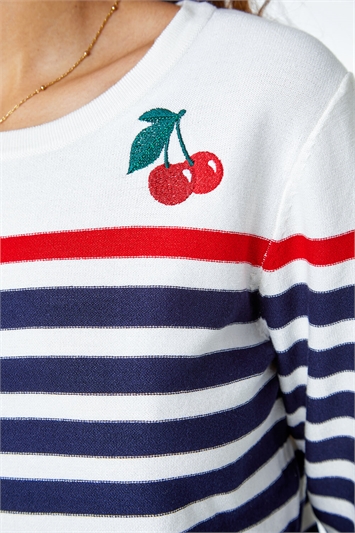 Cherry Embroidered Stripe Jumper 16084238