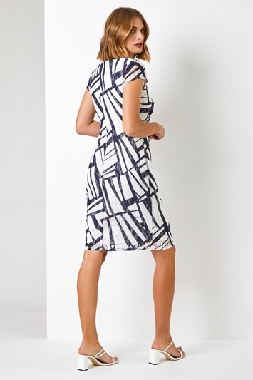 Contrast Print Stretch Lace Shift Dress 14136260