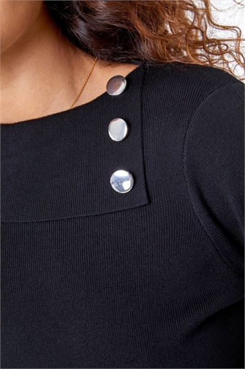 Turtle Neck Button Detail Jersey Dress 14323908