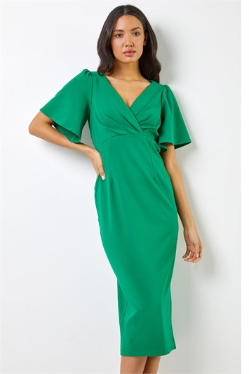 Blue Belted Ruched Sleeve Dress | Roman UK