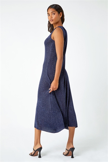 Sleeveless Sparkle Knitted Midi Dress 14396160