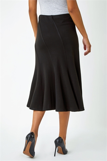 Panelled Flared Midi Stretch Skirt 17024808