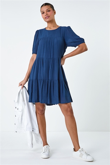 Textured Tiered Smock Dress lc140021