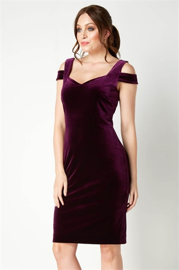 Velvet Cold Shoulder Dress 14010074