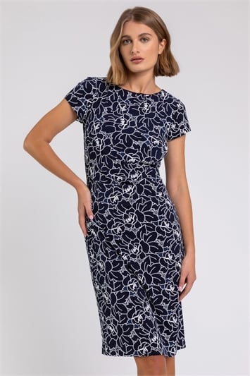 Floral Print Stretch Ruched Dress 14228260