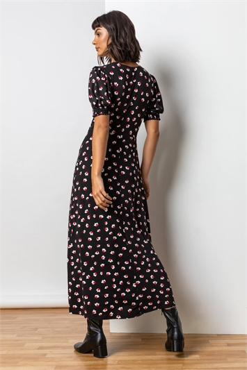 Lace Trim Floral Print Midi Dress 14162678