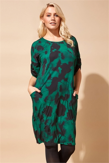 Abstract Floral Pocket Tunic Dress 14129534