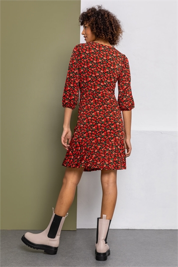 Ditsy Floral Ruched Frill Dress 14204578
