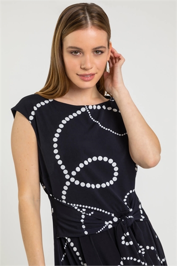 Petite Spot Print Tie Waist Asymmetric Dress 14231660