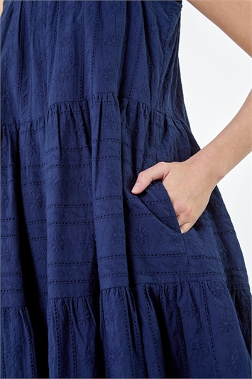 Embroidered Cotton Pocket Smock Dress 14511160