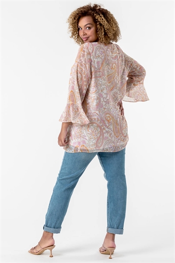 Curve Paisley Print Frill Detail Top 20061864