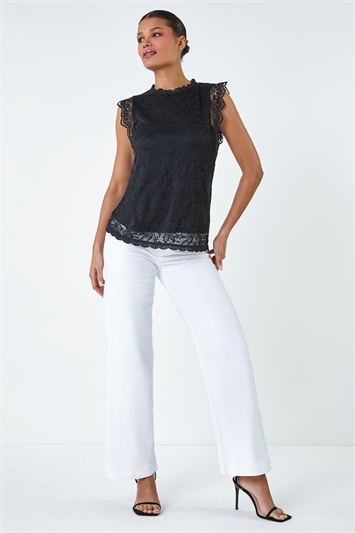Lace Overlay Stretch Top lc190022
