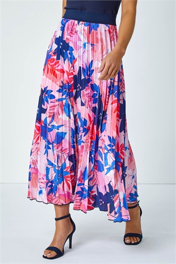 Petite Pleated Floral Midi Skirt 17043172