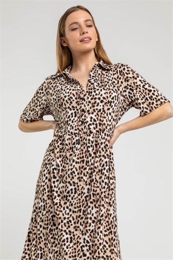Petite Animal Print Shirt Dress 14241614
