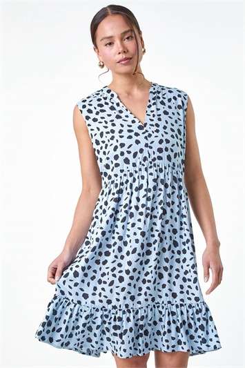 Petite Spot Print Tiered Tunic Dress 14532445