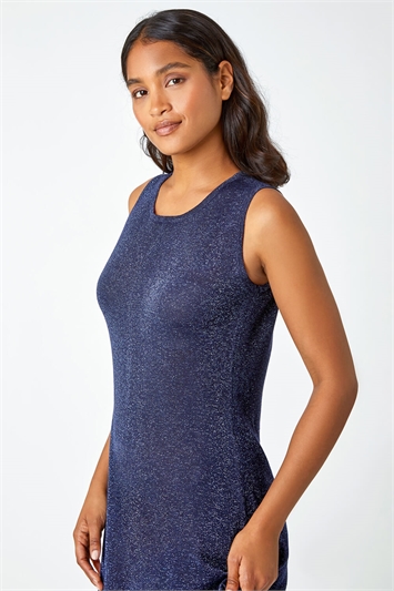 Sleeveless Sparkle Knitted Midi Dress 14396160
