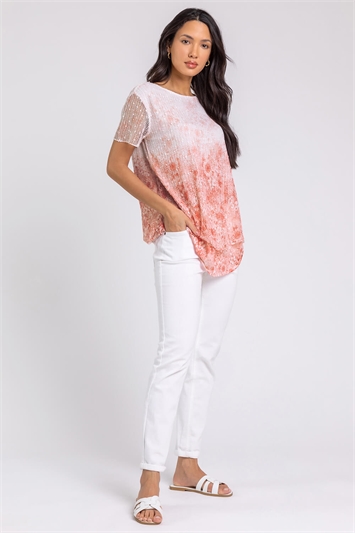 Sequin Mesh Overlay Floral Stretch Top 19164172