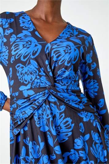 Floral Print Twist Detail Stretch Dress 14478080