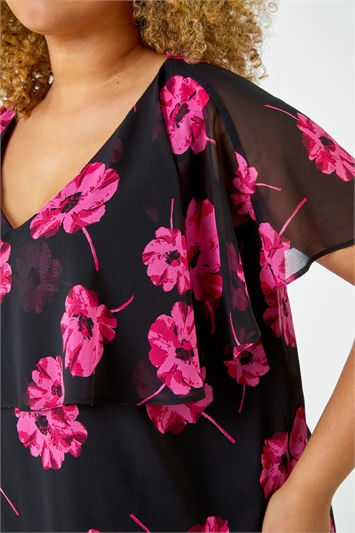 Curve Floral Chiffon Overlay Top 20120032