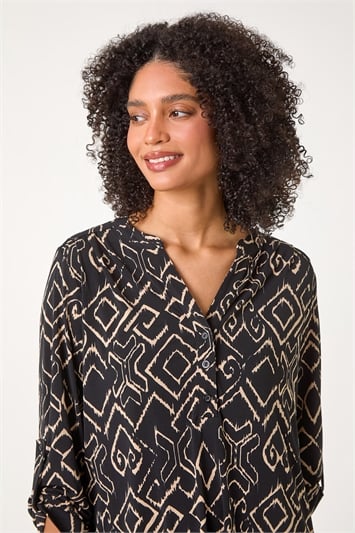 Abstract Print Stretch Jersey Shirt