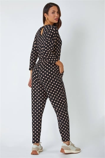 Polka Dot Print Stretch Jumpsuit 14459108