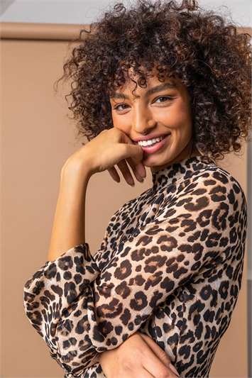 Leopard Print Detail Chiffon Dress 14189514