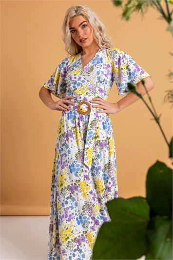 Floral Belted Maxi Dress 14122696